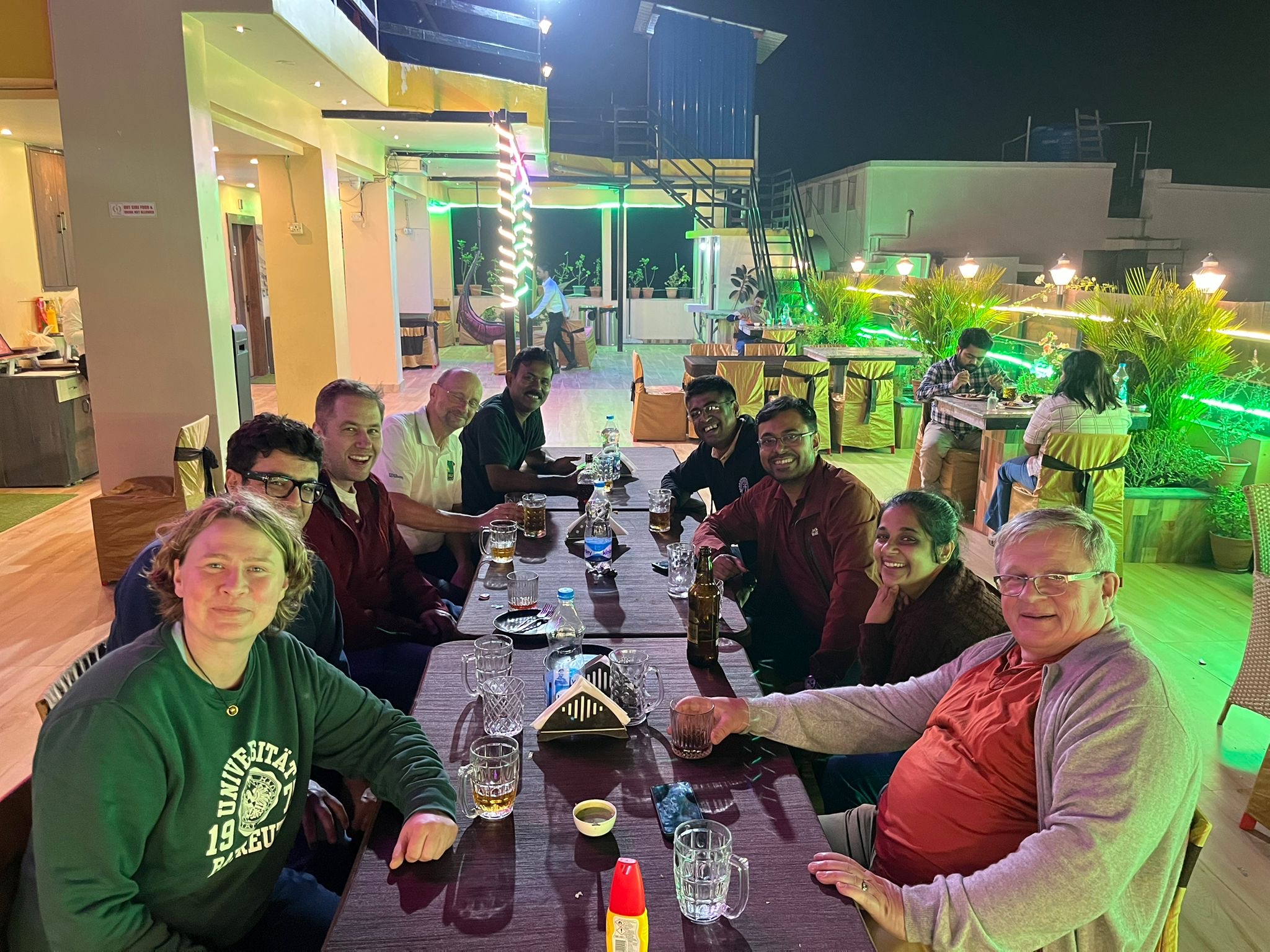 group picture of the chemistry delegation during dinner